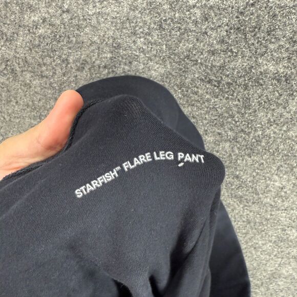 Lands' End Pants Women M Medium Black High Rise Flat Front Flared Pull On Cotton - Picture 6 of 7